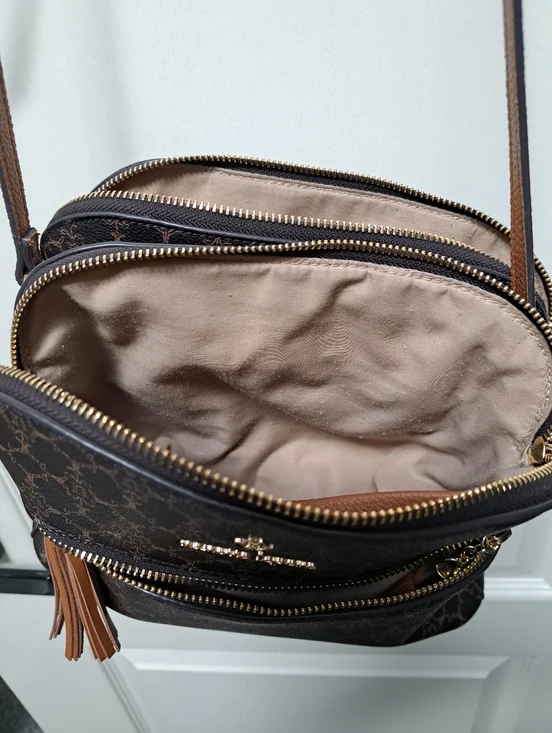 Nanette Lepore, brown and tan  crossbody with tan strap and tassel - Picture 9 of 10